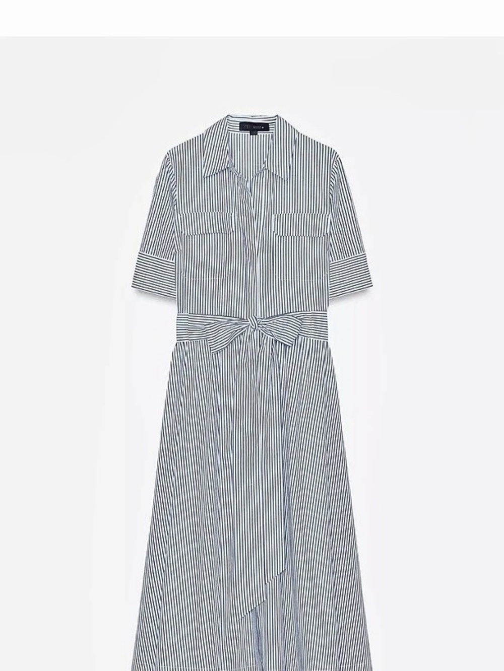 Zara Striped Poplin Dress ZW Collection Blue & White
